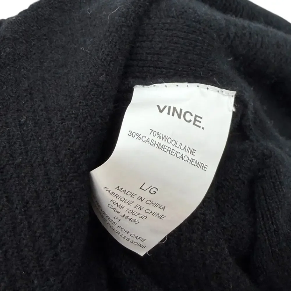 Vince‎ Black Cashmere Wool Open Front Duster Cardigan Sweater Size Large